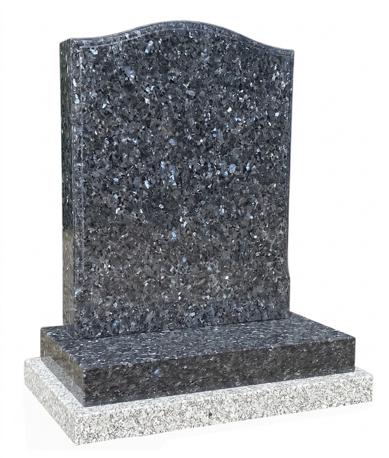 Blue Pearl Curved Top with molded-edges headstone