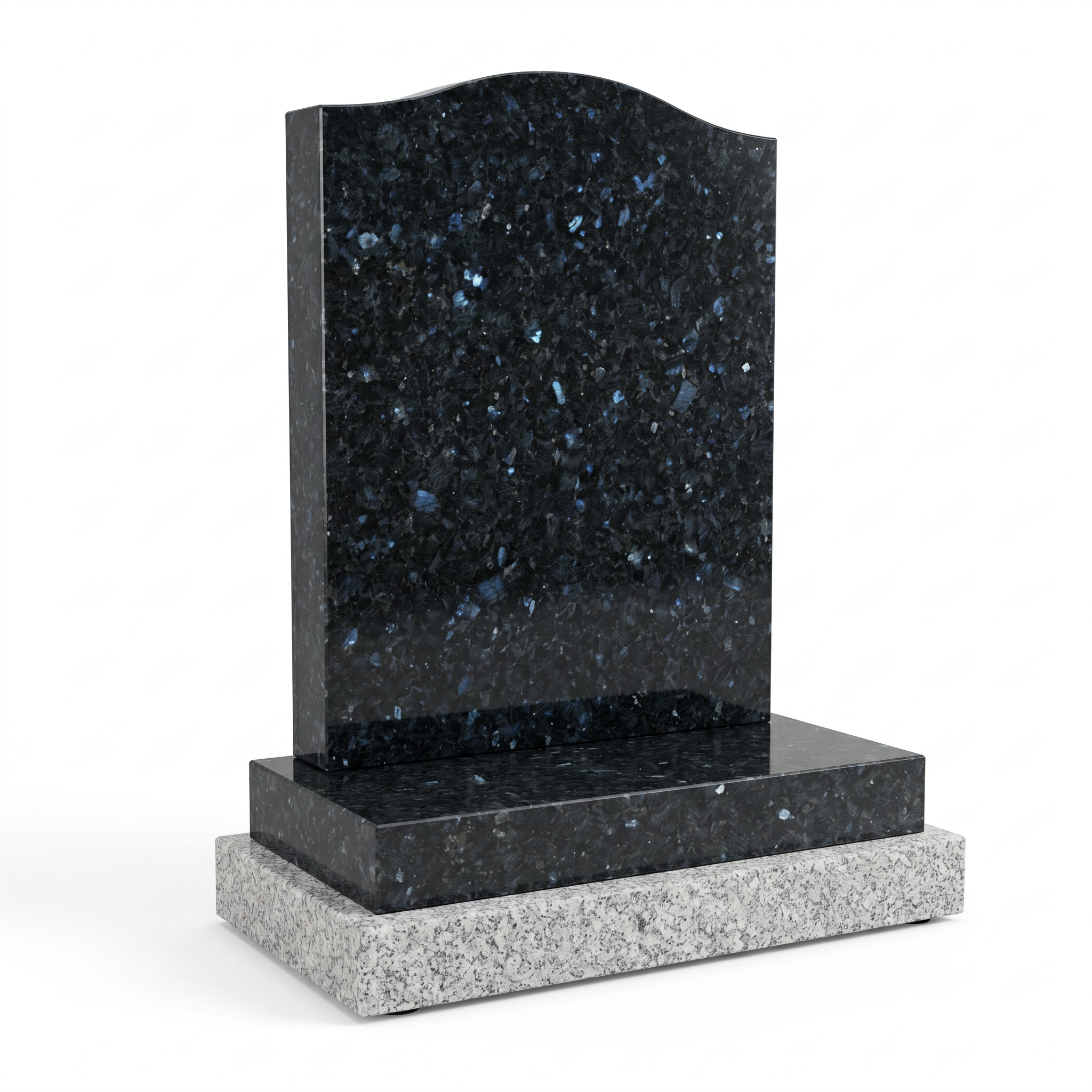 Emerald Blue Pearl Ogee top headstone