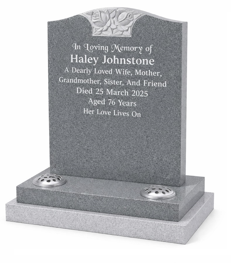 Grey Carved Rose Motif in Light Grey Granite