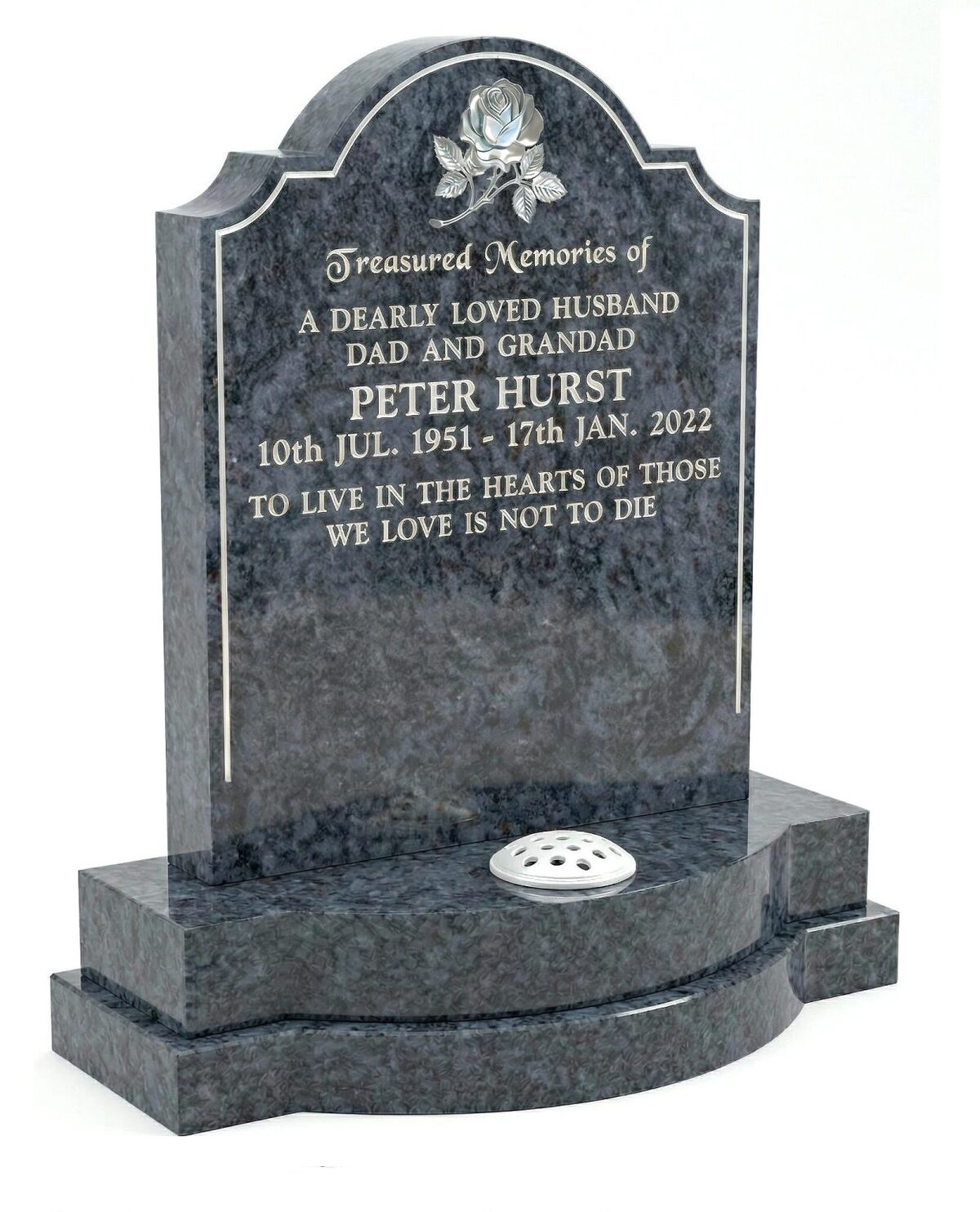 Bahama Blue Bow Base Headstone