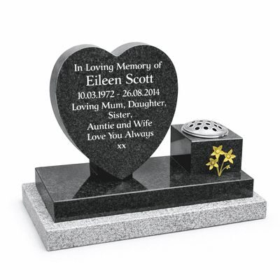 Cremation Heart Stone in Dark Grey Dark Grey Granite