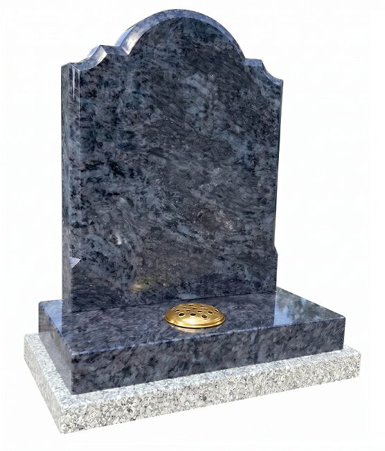 Bahama Blue Granite Curved top with scotia shoulders Headstone.jpg
