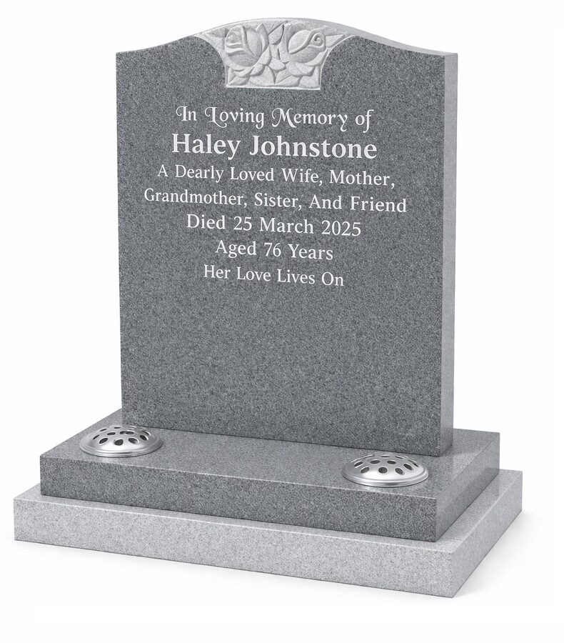 Grey Carved Rose Motif in Light Grey Granite