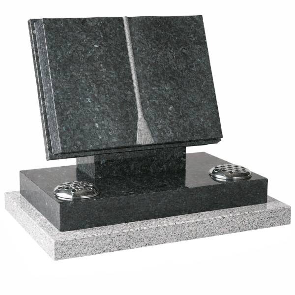 Open Granite Book in Dark Grey Granite