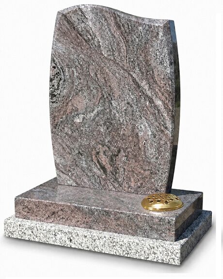 Paradiso granite headstone with curved top and edges