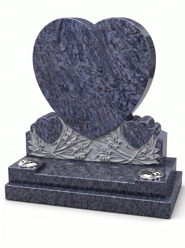 Triple Heart with carvings in Bahama Blue Granite