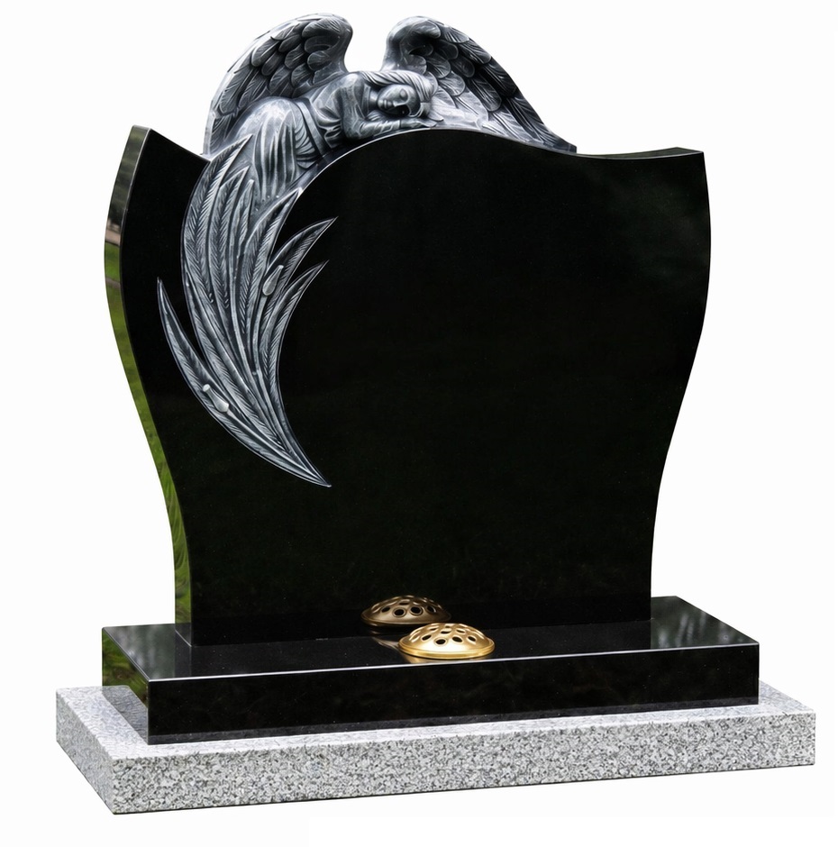 Sleeping Angel Carving in Black Granite