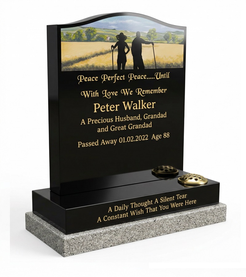 Walking Scene in Black Granite